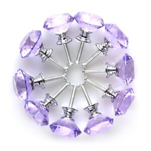 Diamond Shape 1.18" Cabinet Drawer Knob Pull Handle with Screw 10pcs Purple
